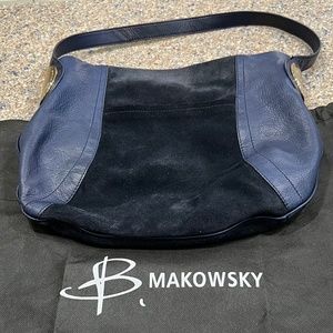 B Makowsky Suede & Leather Shoulder Bag